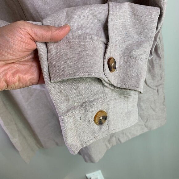 Ike Behar Men's Shirt Jacket Shacket Plus Size XXL in Khaki Linen Cotton - Picture 6 of 10